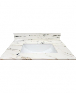 Athens White 8″ Drill Marble Vanity Top – Closeout