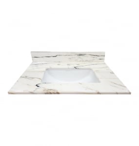 Athens White 8″ Drill Marble Vanity Top – Closeout