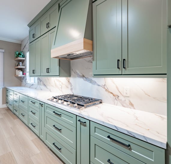 Katella Jade Green Kitchen Cabinets