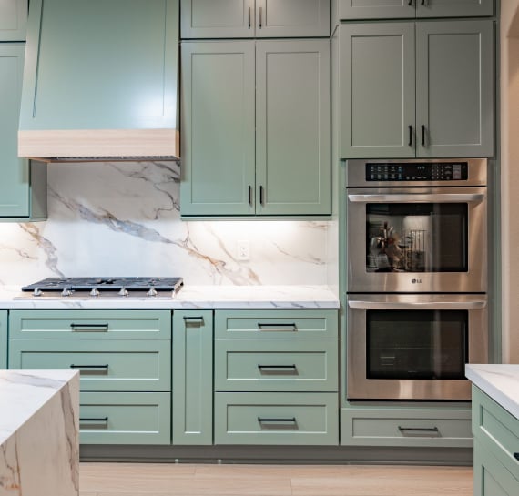 Katella Jade Green Kitchen Cabinets